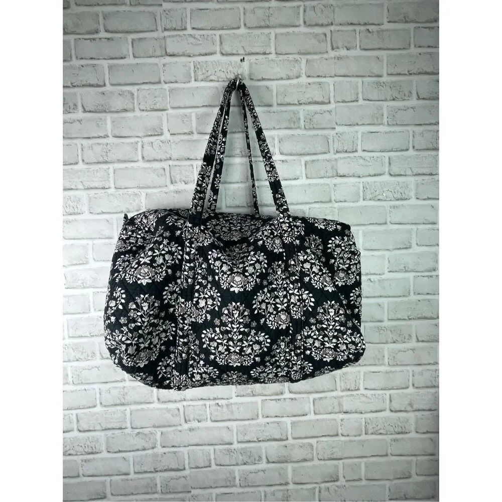 Vera Bradley Large Traveler Duffel Chandelier Noir Black Floral Retired